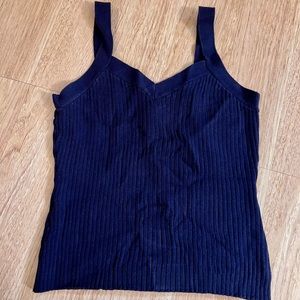 Vintage One Step Up Blue Sleeveless Knit Blouse
